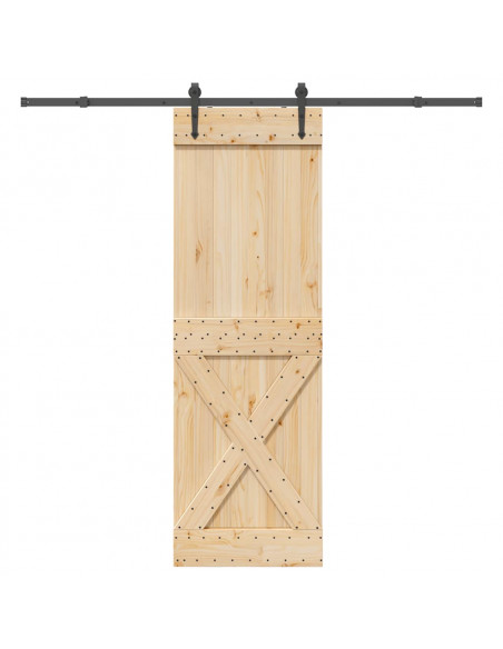 Porta Scorrevole con Set Hardware 70x210 cm Legno Massello Pino