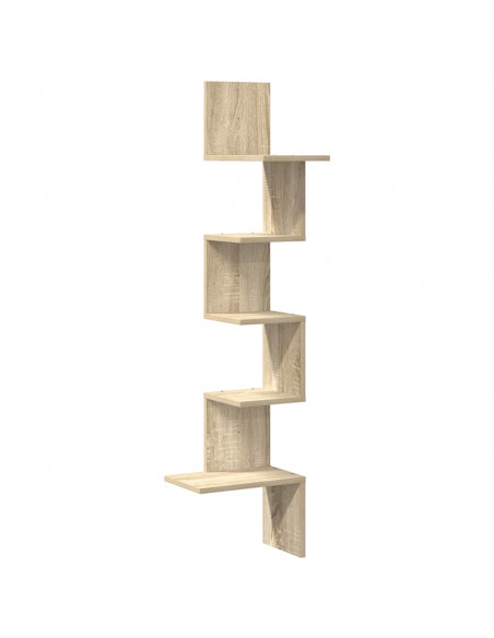 Scaffale Angolare Muro Rovere Sonoma 32x32x127,5 cm Truciolato