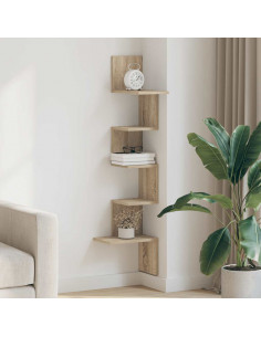 Scaffale Angolare Muro Rovere Sonoma 32x32x127,5 cm Truciolato 2