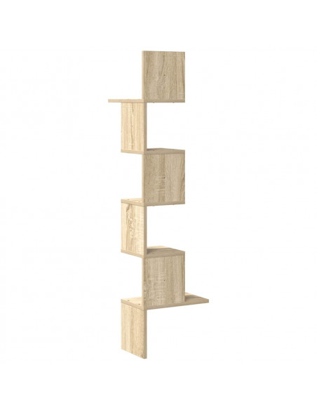 Scaffale Angolare Muro Rovere Sonoma 32x32x127,5 cm Truciolato
