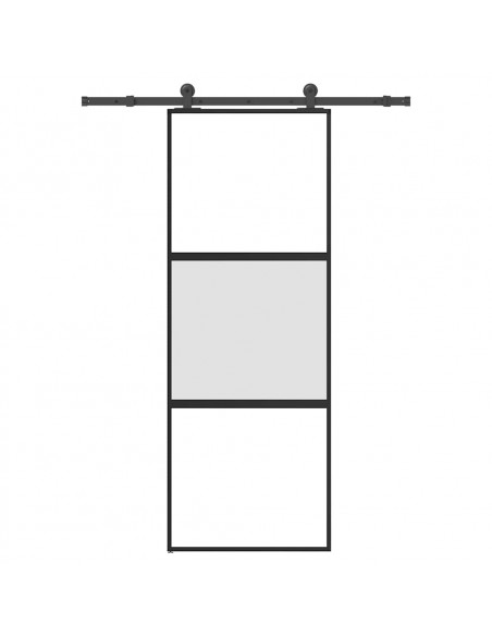 Porta Scorrevole Ferramenta 76x205 cm Vetro Temperato Alluminio