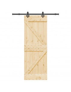 Porta Scorrevole con Set Hardware 70x210 cm Legno Massello Pino