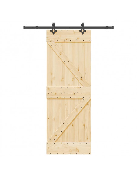 Porta Scorrevole con Set Hardware 70x210 cm Legno Massello Pino