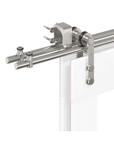 Kit Binari Porta Scorrevole 200 cm Acciaio Inossidabile Argento