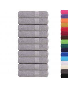 Asciugamani da Bagno 10pz Grigio 100x150cm 360 g/m² 100% Cotone 2