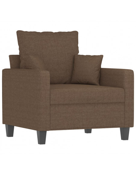 Set di Divani 3 pz con Cuscini Marrone in Tessuto