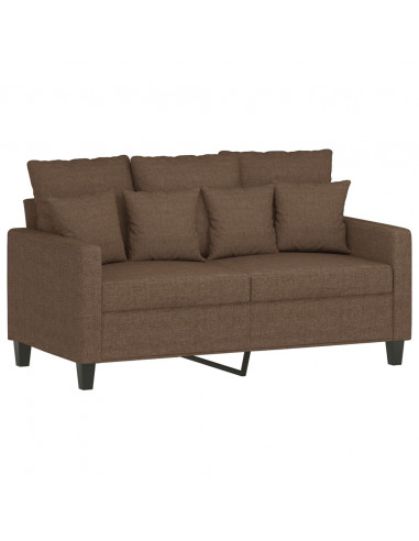 Set di Divani 3 pz con Cuscini Marrone in Tessuto