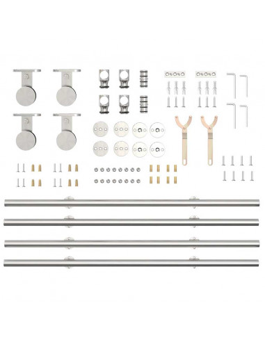 Kit Binari Porta Scorrevole 183 cm Acciaio Inossidabile Argento
