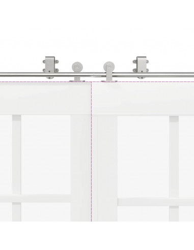 Kit Binari Porta Scorrevole 183 cm Acciaio Inossidabile Argento