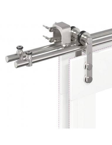 Kit Binari Porta Scorrevole 183 cm Acciaio Inossidabile Argento
