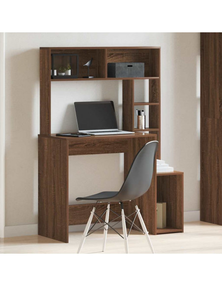 Scrivania Mensole Rovere Marrone 100x45x140cm Legno Multistrato
