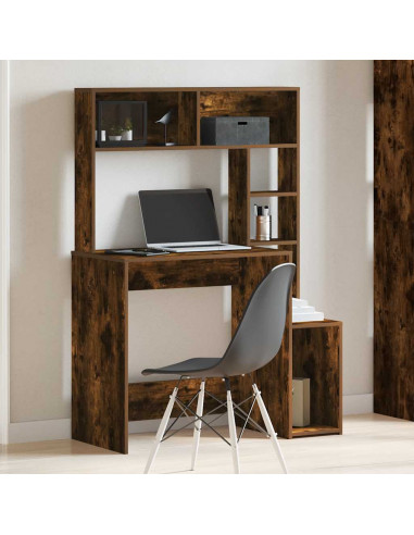 Scrivania Mensole Rovere Fumo 100x45x140 cm Legno Multistrato