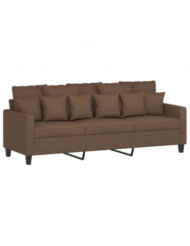 Set di Divani 3 pz con Cuscini Marrone in Tessuto