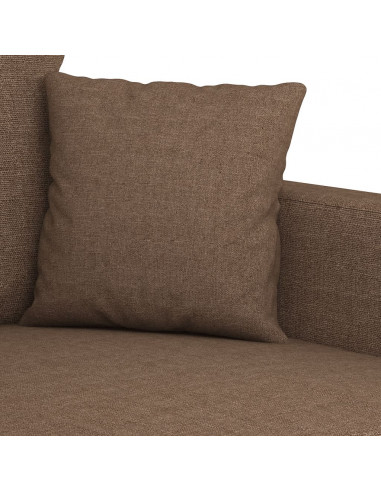 Set di Divani 2 pz con Cuscini Marrone in Tessuto