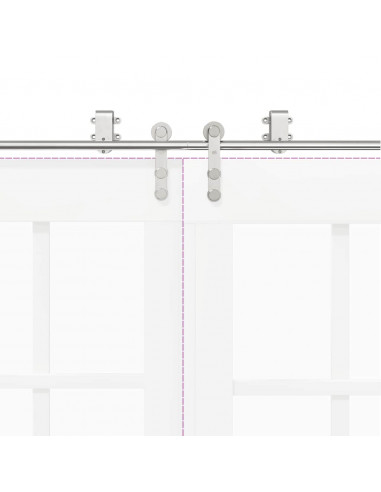 Kit Binari Porta Scorrevole 200 cm Acciaio Inossidabile Argento