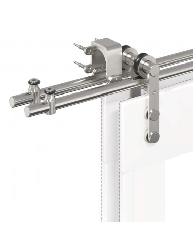 Kit Binari Porta Scorrevole 200 cm Acciaio Inossidabile Argento