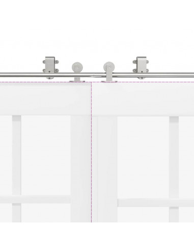Kit Binari Porta Scorrevole 200 cm Acciaio Inossidabile Argento