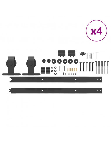 Kit di Binari per Porte Scorrevoli 152,5 cm Acciaio Nero