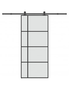 Porta Scorrevole con Ferramenta 90x205cm Vetro ESG Alluminio