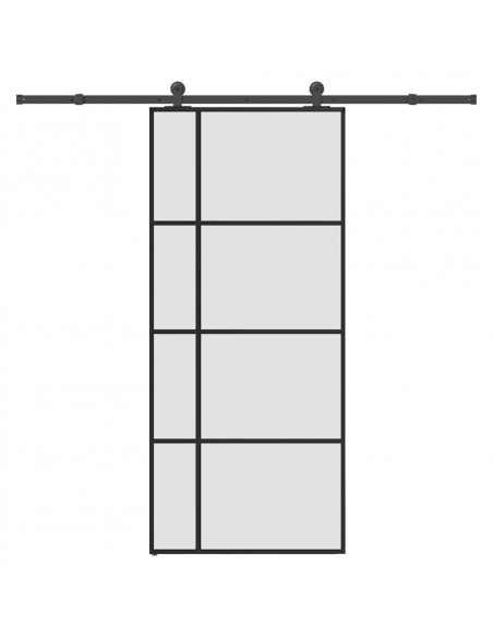 Porta Scorrevole con Ferramenta 90x205cm Vetro ESG Alluminio