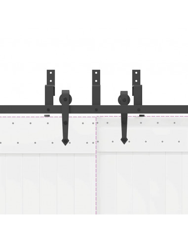 Kit di Binari per Porte Scorrevoli 213,5 cm Acciaio Nero