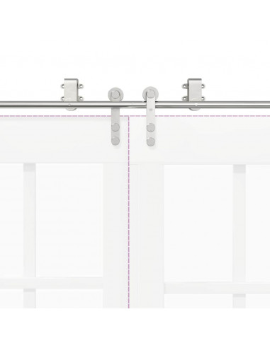 Kit Binari Porta Scorrevole 200 cm Acciaio Inossidabile Argento