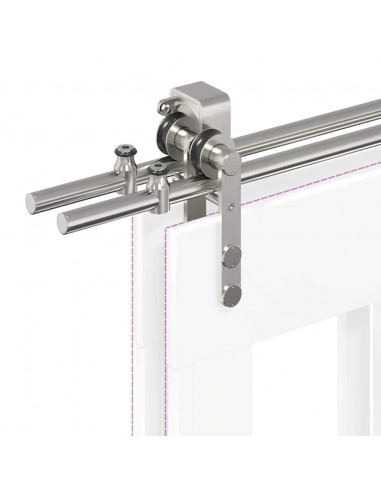 Kit Binari Porta Scorrevole 200 cm Acciaio Inossidabile Argento