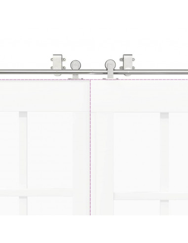 Kit Binari Porta Scorrevole 200 cm Acciaio Inossidabile Argento