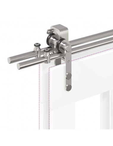 Kit Binari Porta Scorrevole 200 cm Acciaio Inossidabile Argento