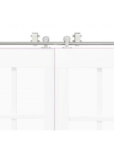 Kit Binari Porta Scorrevole 200 cm Acciaio Inossidabile Argento