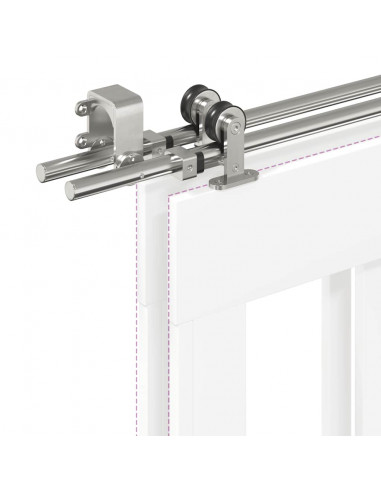 Kit Binari Porta Scorrevole 200 cm Acciaio Inossidabile Argento