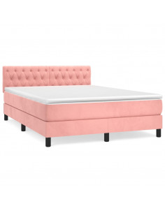 Giroletto a Molle con Materasso Rosa 140x190 cm in Velluto