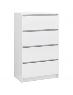 Credenza Bianco Lucido 60x35x98,5 cm in Legno Compensato