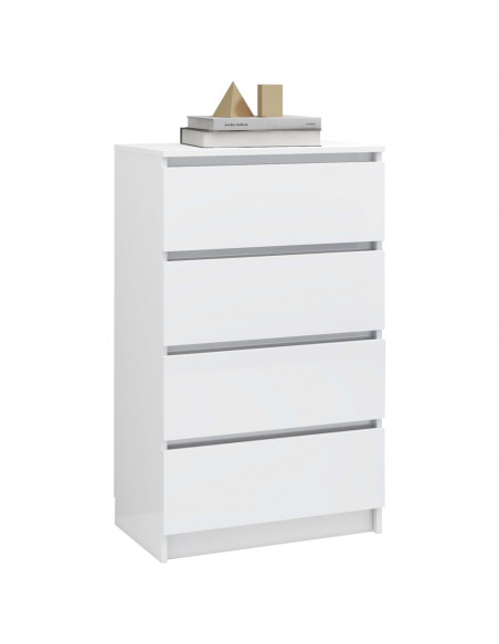 Credenza Bianco Lucido 60x35x98,5 cm in Legno Compensato