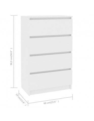 Credenza Bianca 60x35x98,5 cm in Legno Multistrato