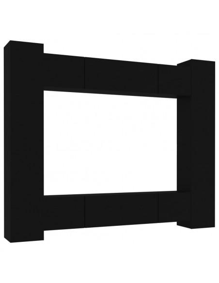 Set Mobili Porta TV 8pz Nero in Legno Multistrato