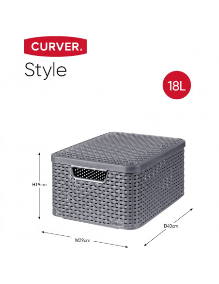 Curver Scatole con Coperchio Style 3 pz Misura M Antracite