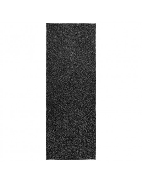 Tappeto ZIZUR Antracite 80x200 cm Aspetto Iuta Interni Esterni