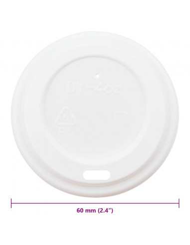 Coperchi Tazze da Caffè Carta Ø80mm 8oz 1000 pz Plastica Bianca