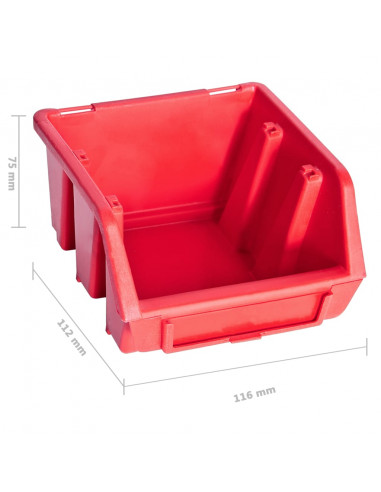 Kit Contenitori 34 pz con Pannelli a Parete Rosso e Nero