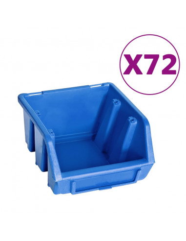Kit Contenitori 128 pz con Pannelli a Parete Blu e Nero