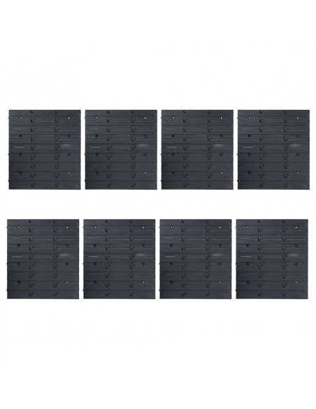 Kit Contenitori 128 pz con Pannelli a Parete Blu e Nero