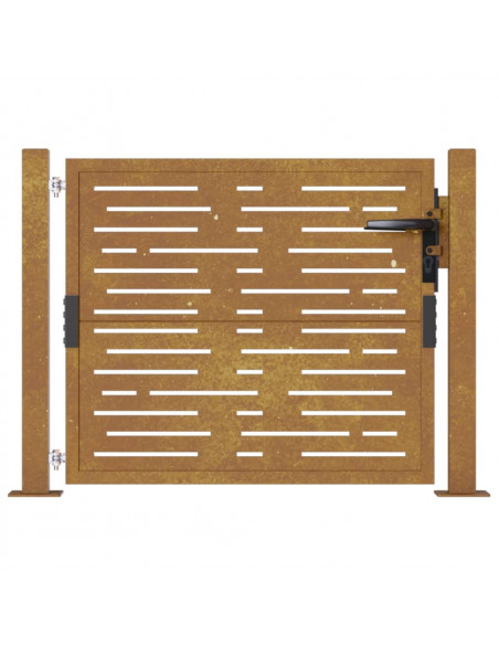 Cancello da Giardino 105x80m in Acciaio Corten Design Quadrato