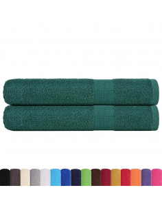 Asciugamani per Sauna 2 pz Verde 80x200cm 360g/m² 100% Cotone 2