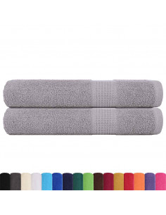 Asciugamani 2 pz Grigio 100x200 cm 360 g/m² 100% Cotone 2
