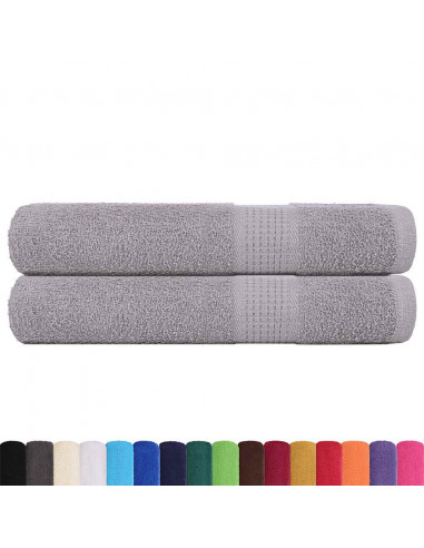 Asciugamani 2 pz Grigio 100x200 cm 360 g/m² 100% Cotone