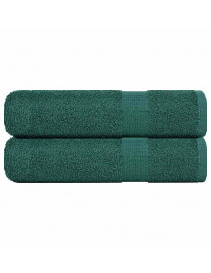 Asciugamani Doccia 2 pz Verde 70x140 cm 360 g/m² 100% Cotone