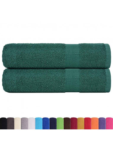 Asciugamani Doccia 2 pz Verde 70x140 cm 360 g/m² 100% Cotone