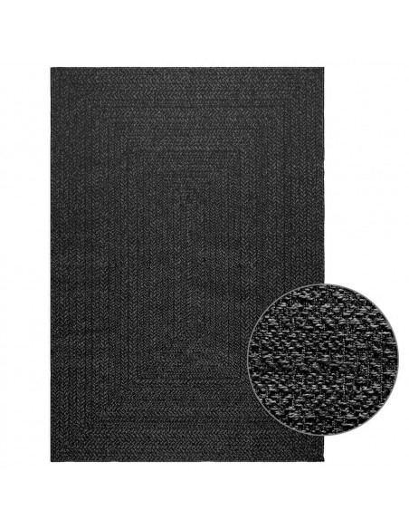 Tappeto ZIZUR Antracite 140x200 cm Aspetto Iuta Interni Esterni