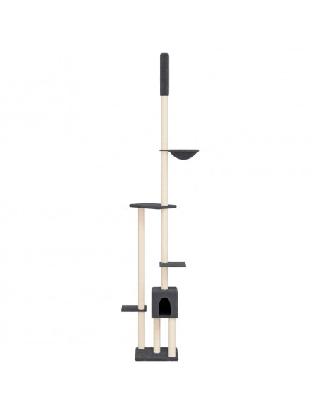 Albero per Gatti Pavimento Soffitto Grigio Scuro 258,5-284,5 cm